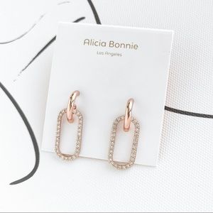Alicia Bonnie Eva Pave rose gold dangle earrings